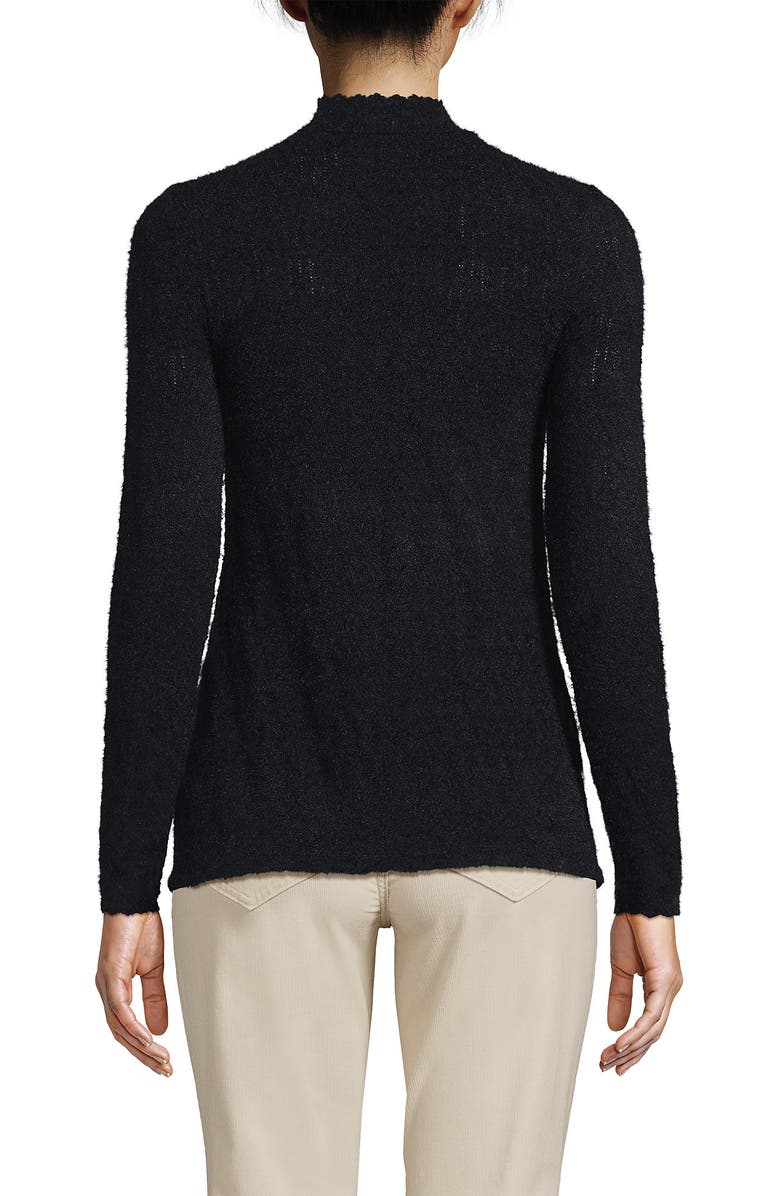 Lands' End Long Sleeve Brushed Lace Mock Neck Top, Alternate, color, 