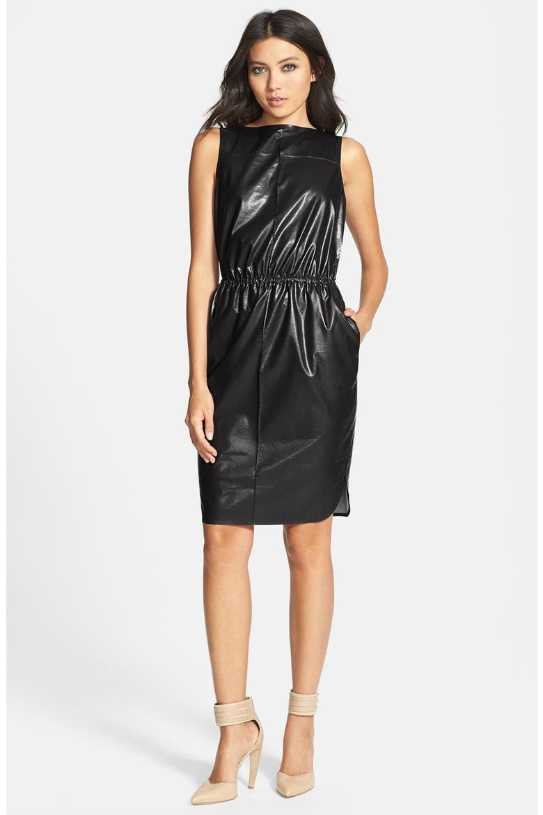 Cutout Faux Leather Dress, Main, color, BLACK