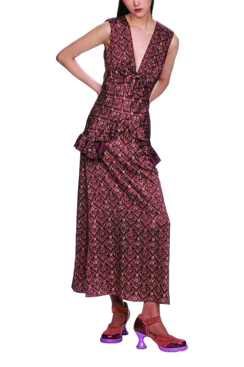 Wallpaper Medley Maxi Dress, Alternate, color, Garnet