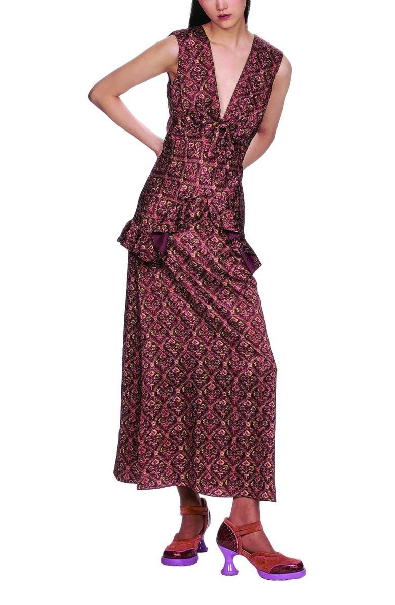 Anna Sui Wallpaper Medley Maxi Dress, Alternate, color, Garnet