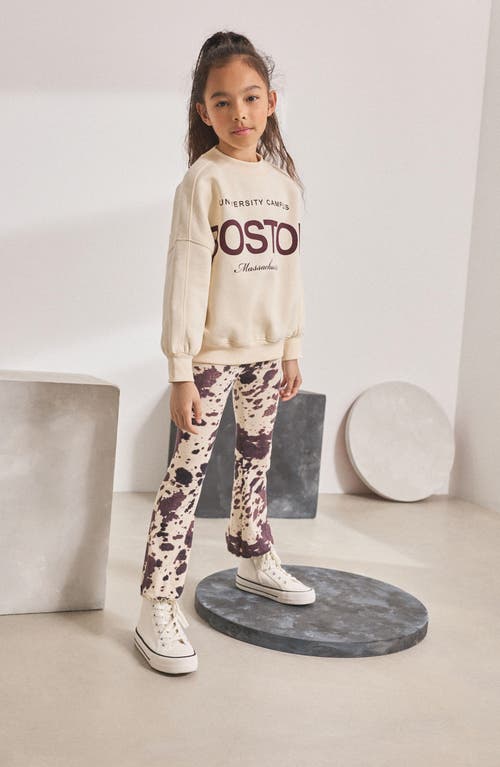 Next Kids' Cow Print Knit Flare Leggings In Multi