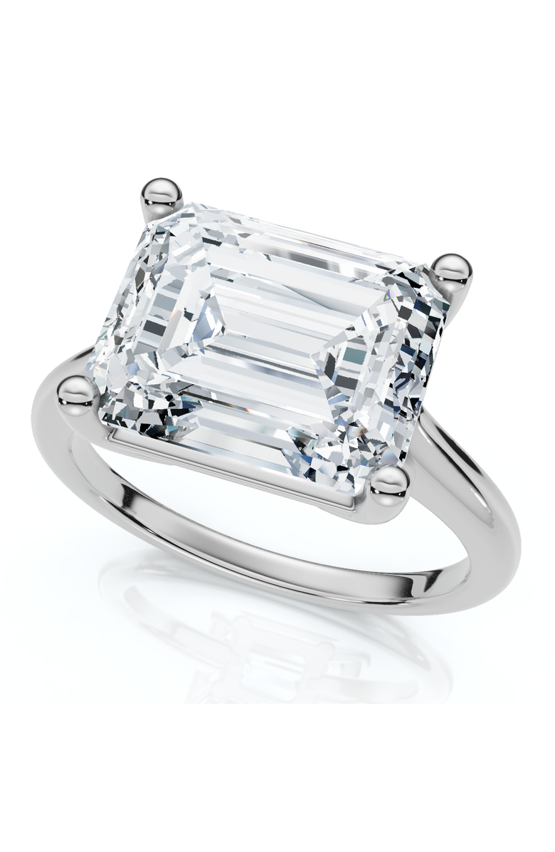 Bliss Diamond Certified 5Ct Emerald Cut Lab Grown Diamond Solitaire East West Engagement Ring, Alternate, color, 14K White Gold