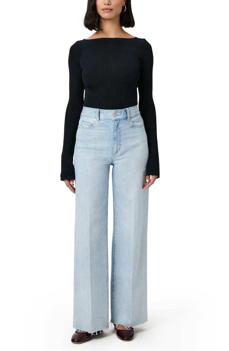 PAIGE Anessa Raw Hem High Waist Wide Leg Jeans, Alternate, color, 