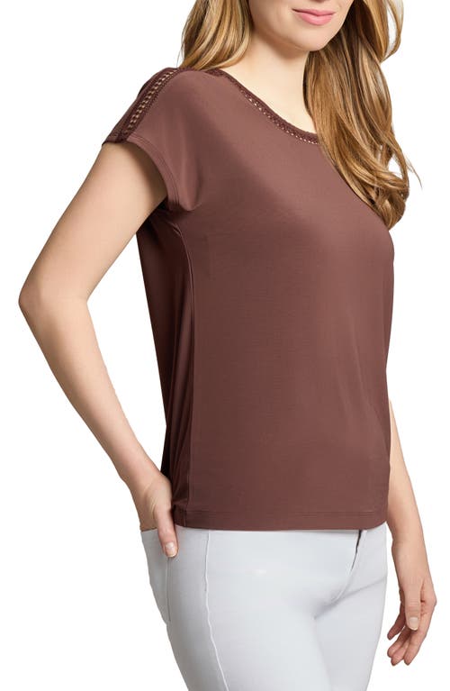 Jones New York Trim Detail Stretch Top In Brown