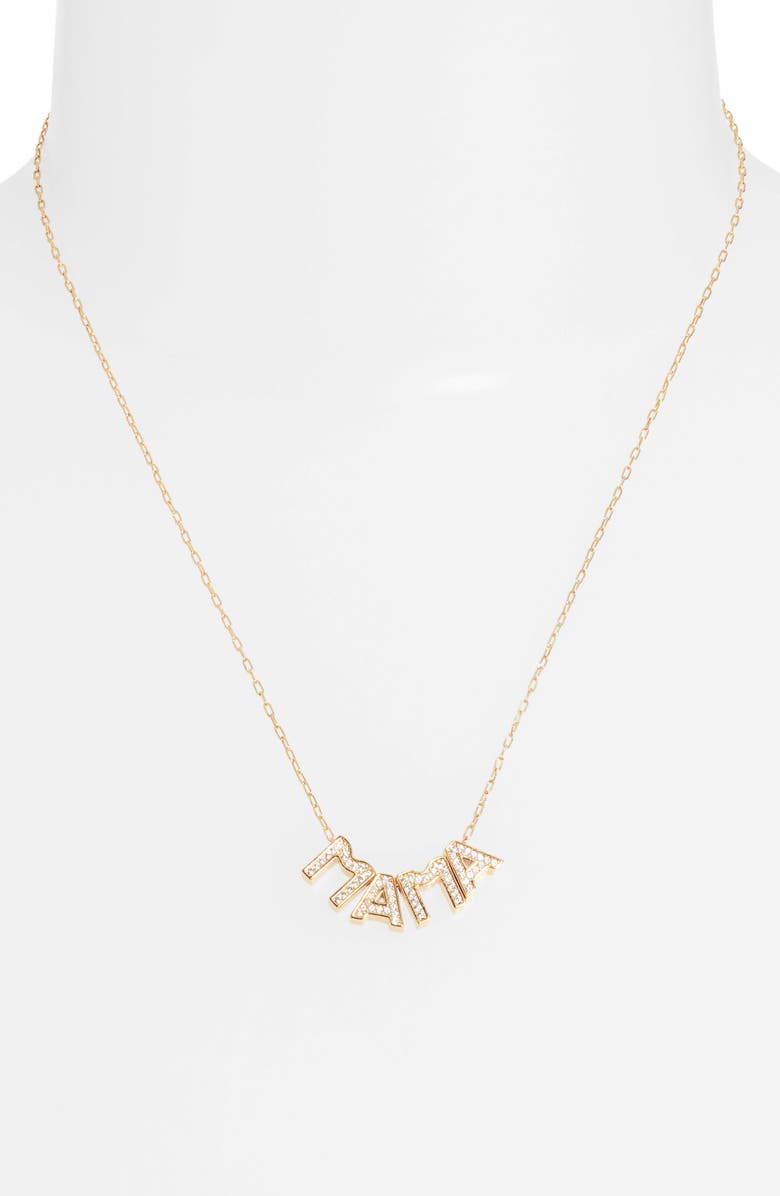 Nordstrom Mama Initial Pendant Necklace, Alternate, color, Clear- Gold