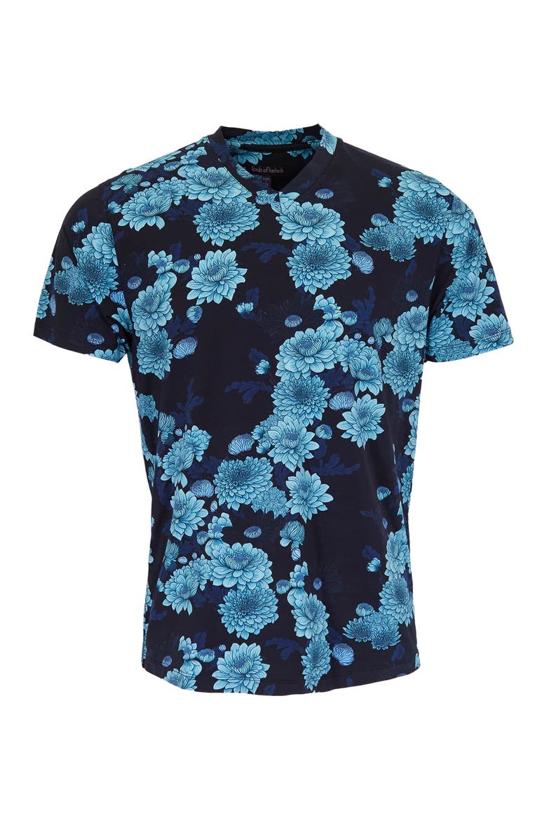 Maze V-neck Tee, Main, color, Serious Floral Navy