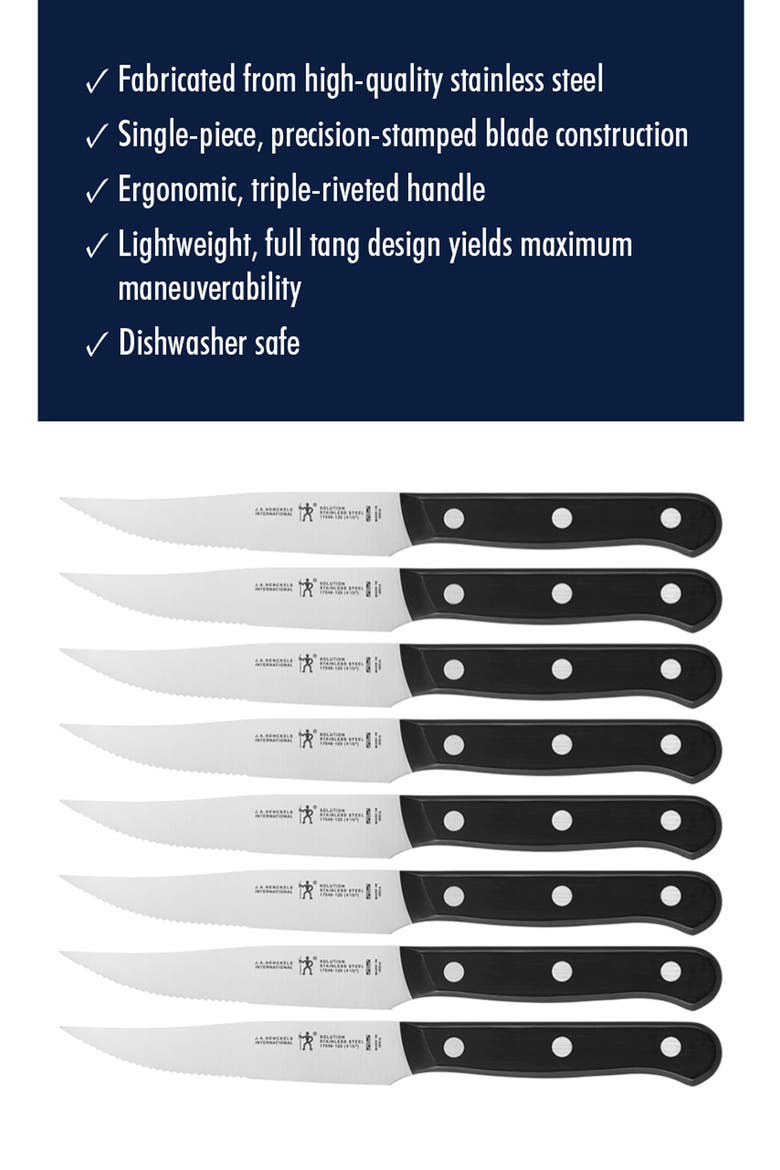 Henckels Solution 8-Piece Steak Knife Set, Alternate, color, BLACK