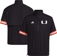 adidas Men's adidas Black Miami Hurricanes Strategy Short Sleeve Half-Zip Jacket