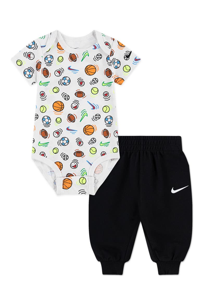 Sports Bodysuit & Joggers Set, Main, color, BLACK