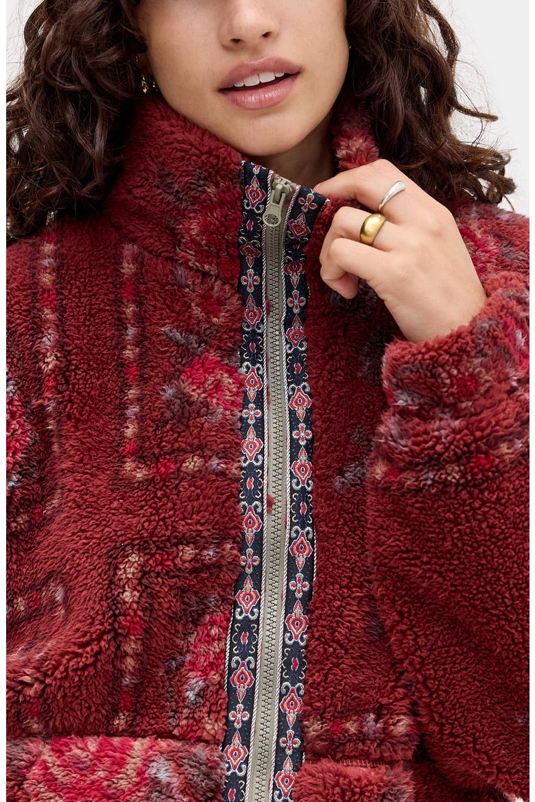 Print Fleece Jacket, Alternate, color, RED