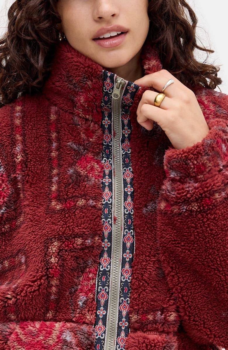 BDG Urban Outfitters Print Fleece Jacket, Alternate, color, Red