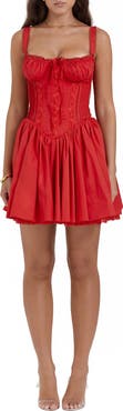 HOUSE OF CB Pintuck Lace Trim Babydoll Dress