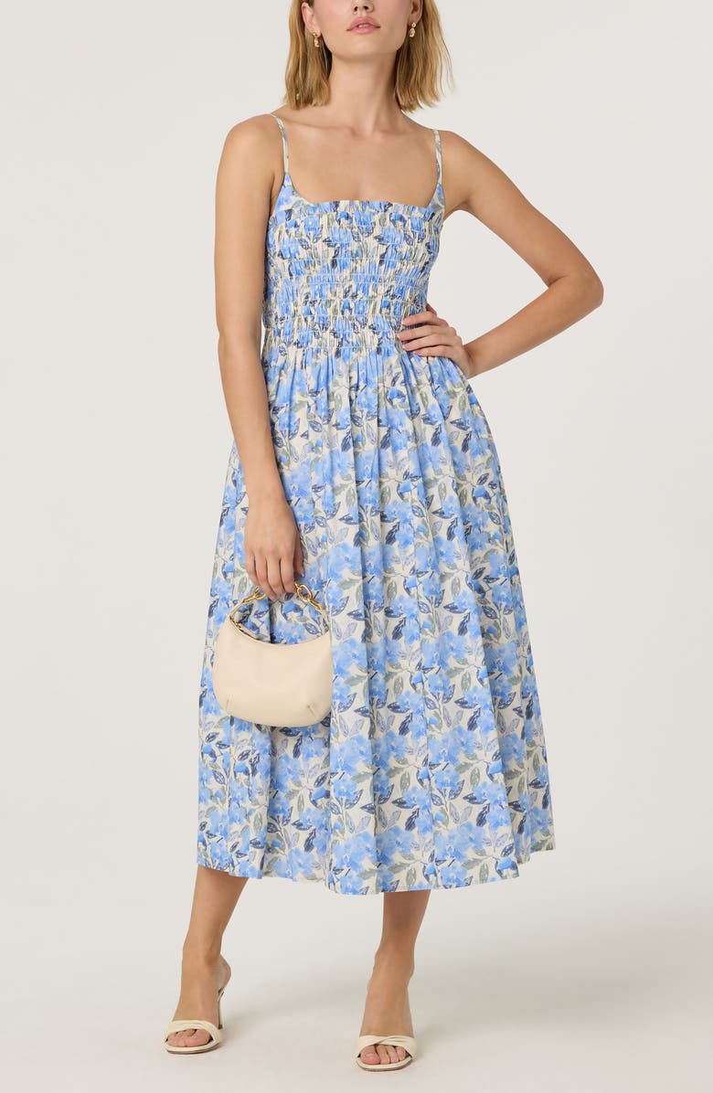 ASTR the Label Floral Print A-Line Dress, Alternate, color, Blue Cream Floral