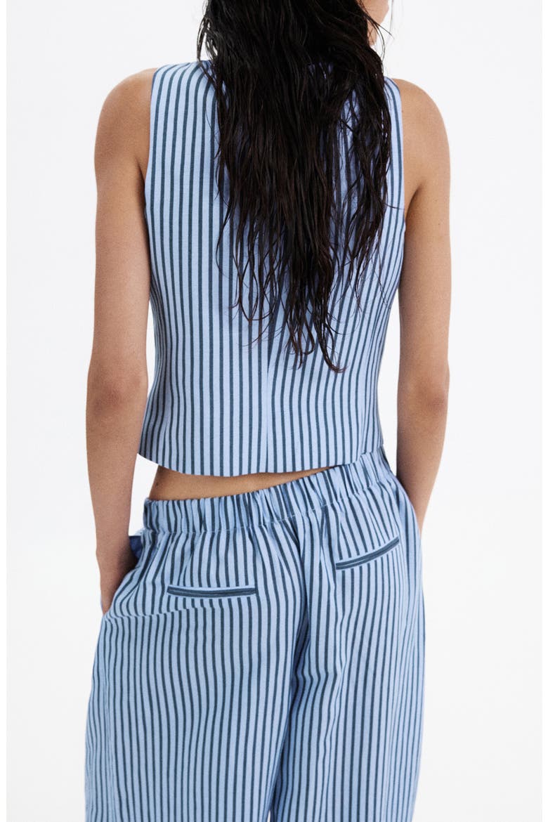 Striped Buttoned Vest, Alternate, color, SKY BLUE