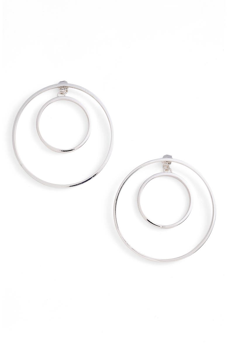 Rise Hoop Earrings, Main, color, SILVER