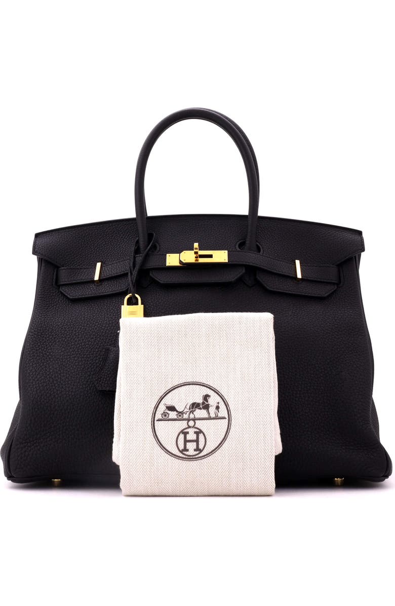 Pre-Owned Hermes Birkin Handbag Black Clemence with Gold Hardware 35, Alternate, color, Noir