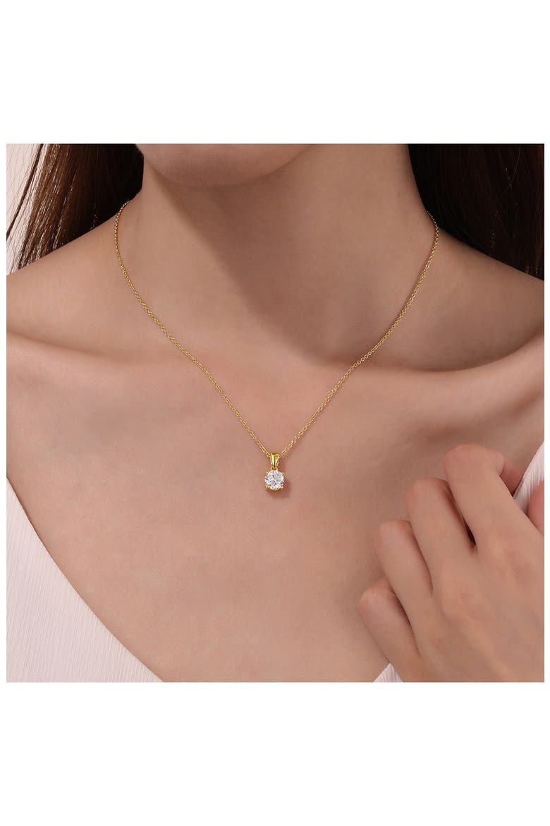Simulated Diamond Solitaire Pendant Necklace, Alternate, color, WHITE