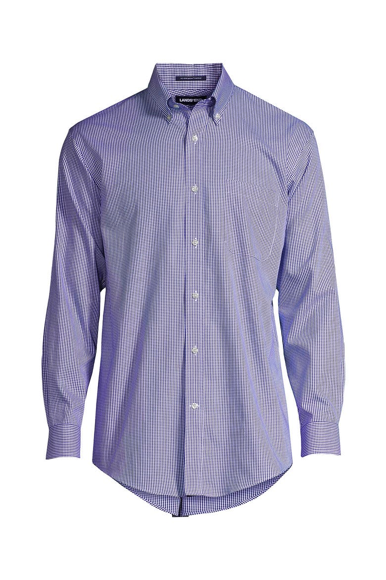School Uniform  Tailored Fit No Iron Solid Supima Cotton Pinpoint Buttondown Collar Dress Shirt, Alternate, color, Rich Sapphire Check