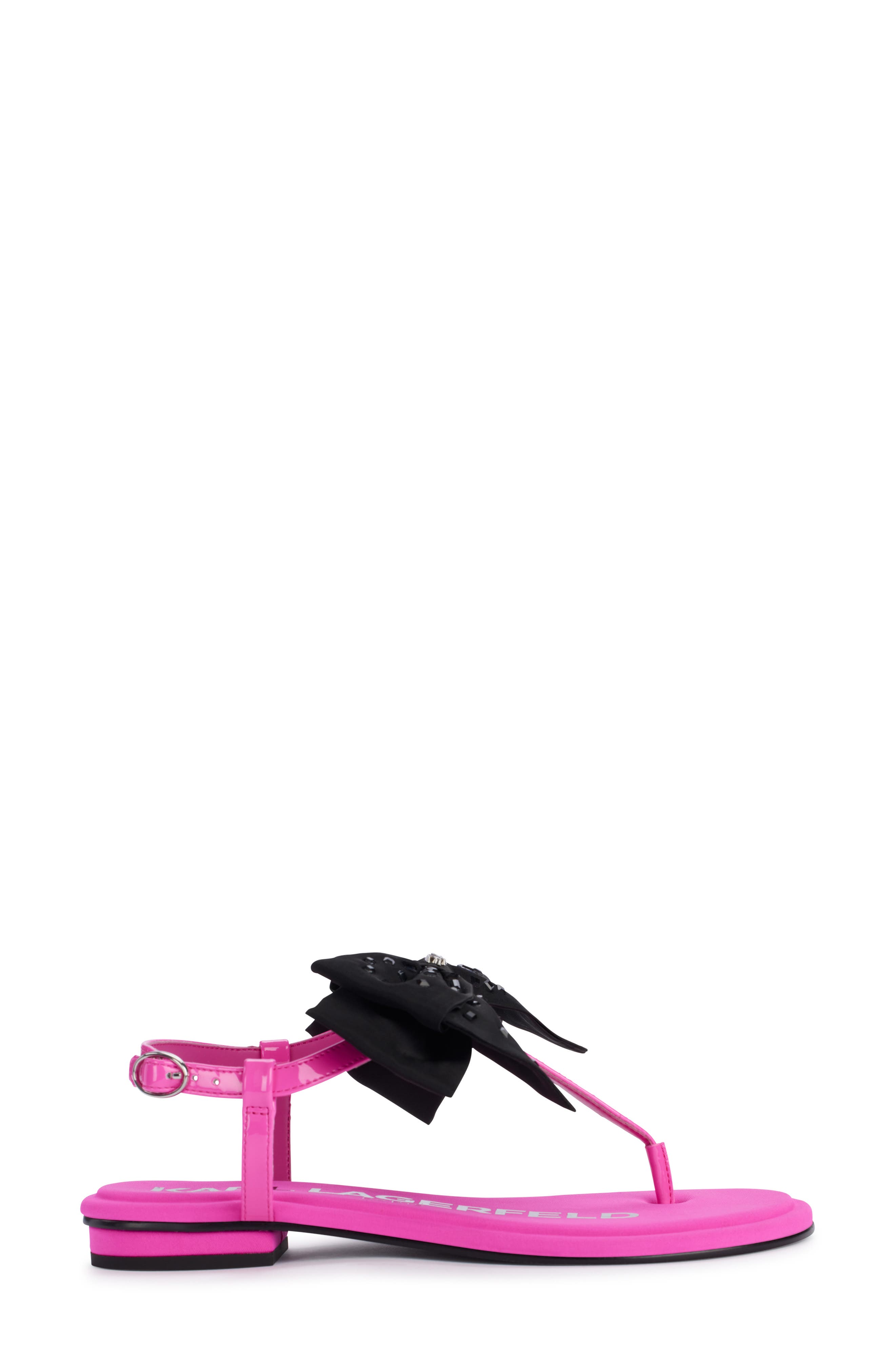 KARL LAGERFELD PARIS Cristi Bow T-Strap Sandal, Alternate, color, 