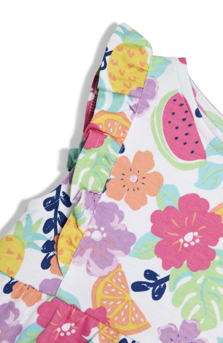 JOJO MAMAN BEBE Jungle Floral Frill Cotton Jersey Sundress, Alternate, color, Coral