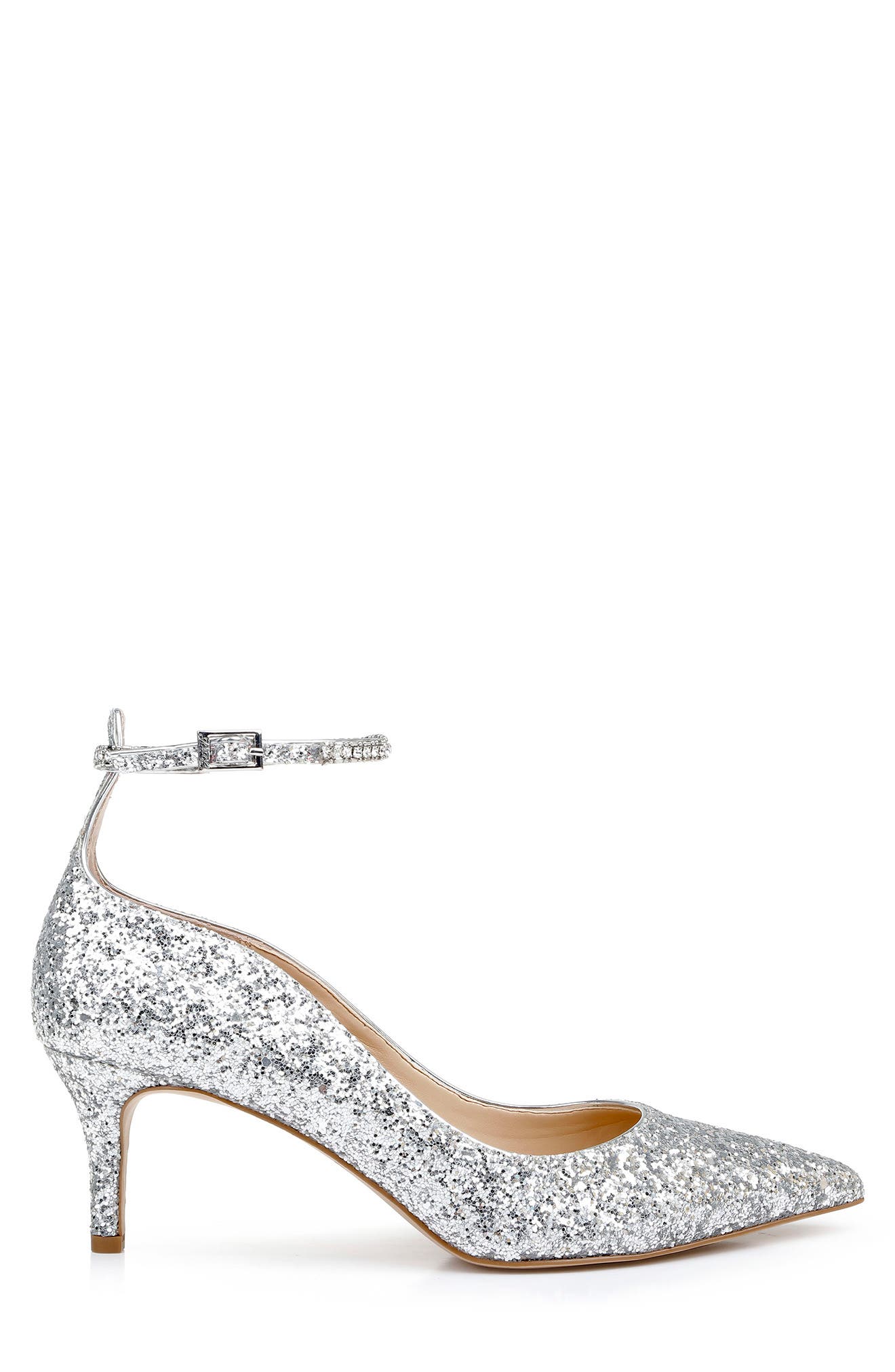 Jewel Badgley Mischka Jamila Pointed Toe Pump, Alternate, color, Silver