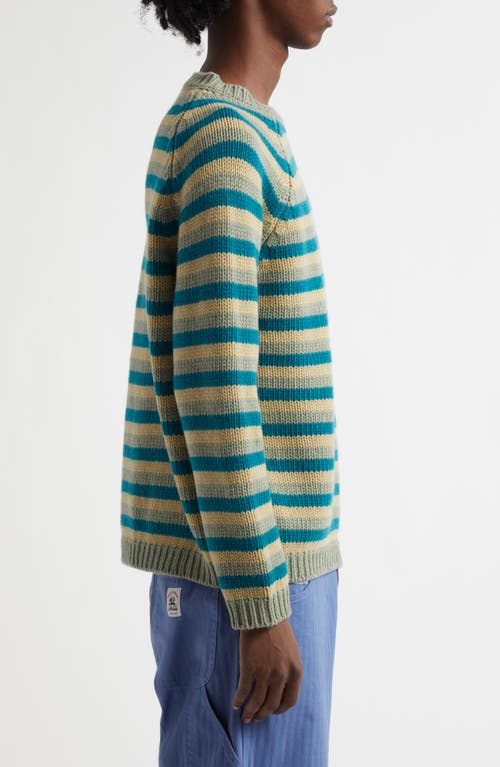Shop Bode Mossy Glen Wool Crewneck Sweater In Green Multi