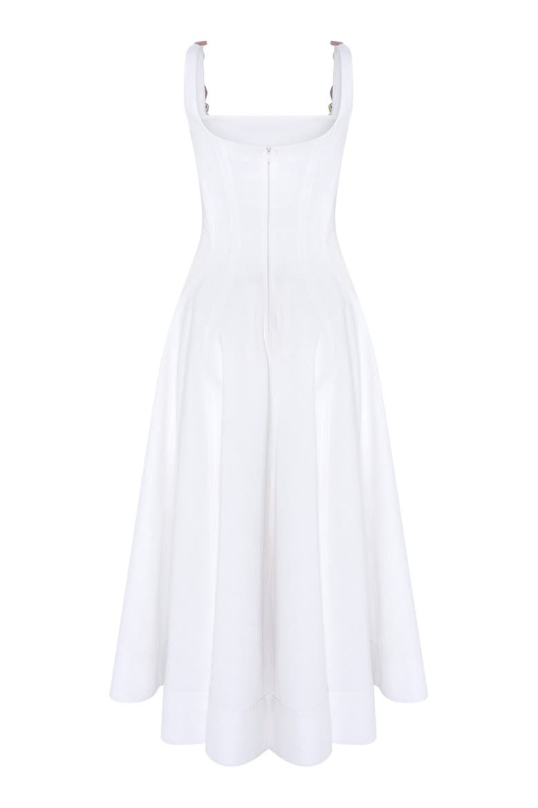 Gabriela Linen Midi Dress, Alternate, color, BLACK