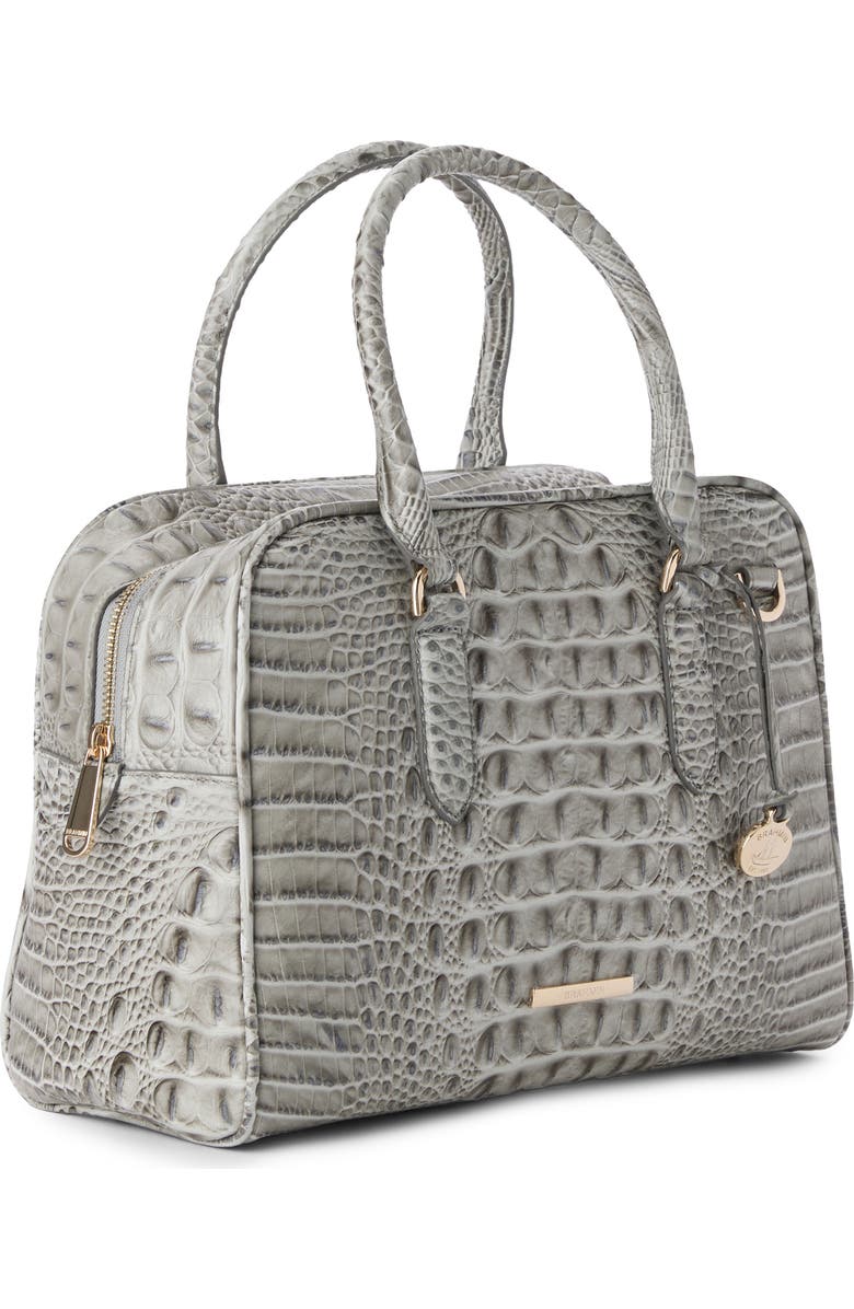 Brahmin Marissa Croc Embossed Leather Satchel, Alternate, color, Dove Alden Road
