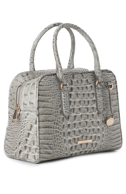 Brahmin Marissa Croc Embossed Leather Satchel In Gray