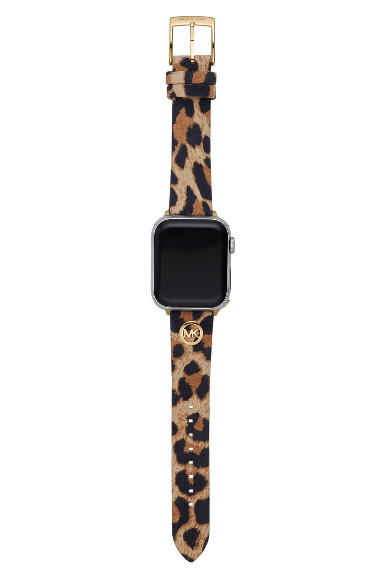 Animal Print Leather Apple Watch® Watchband, Alternate, color, MULTI