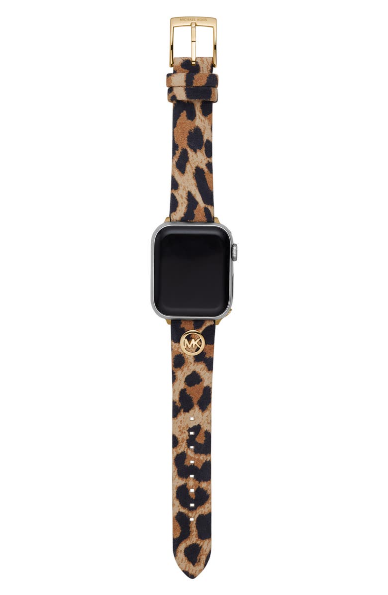 Michael Kors Animal Print Leather Apple Watch<sup>®</sup> Watchband, Alternate, color, 
