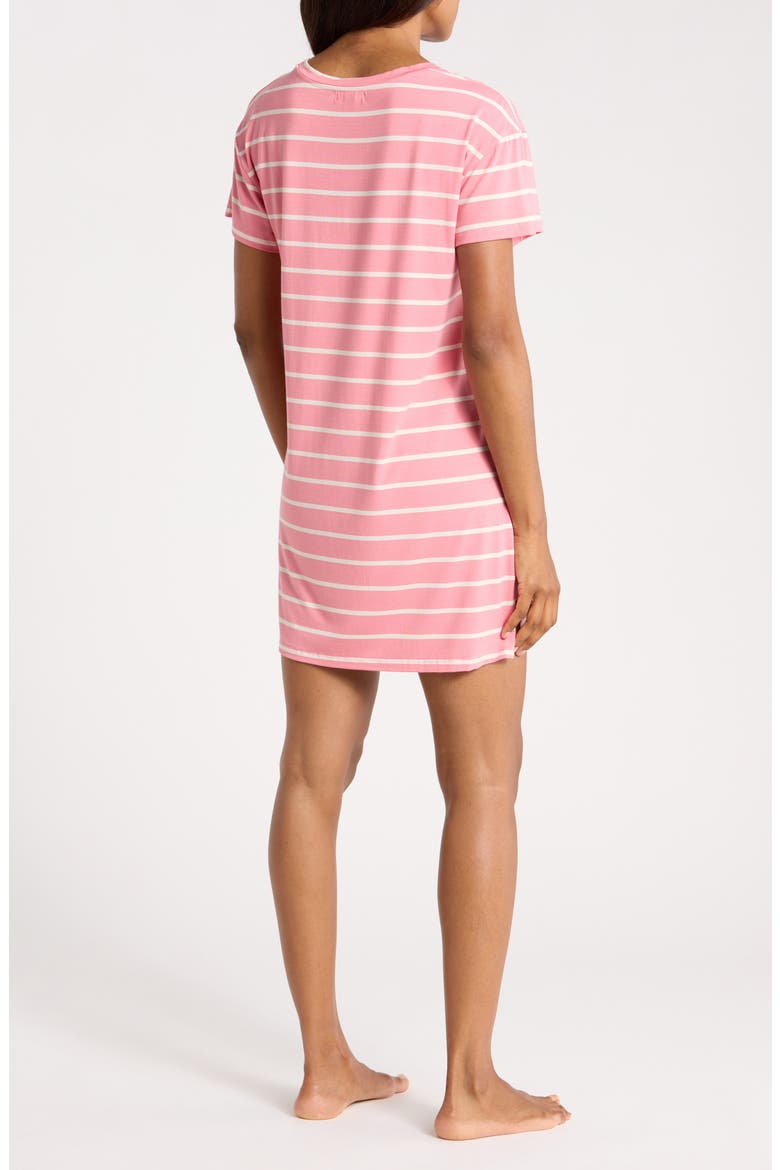 Tranquility Short Sleeve Nightshirt, Alternate, color, PINK Q- IVORY HORIZON STRIPE