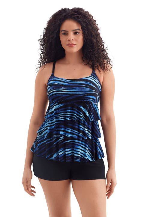 Faux Ruffle Shortini Long Torso Swimsuit