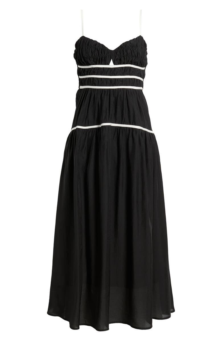 MOON RIVER Shirred Tiered Midi Sundress, Alternate, color, Black