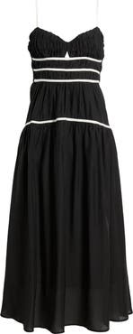 MOON RIVER Shirred Tiered Midi Sundress
