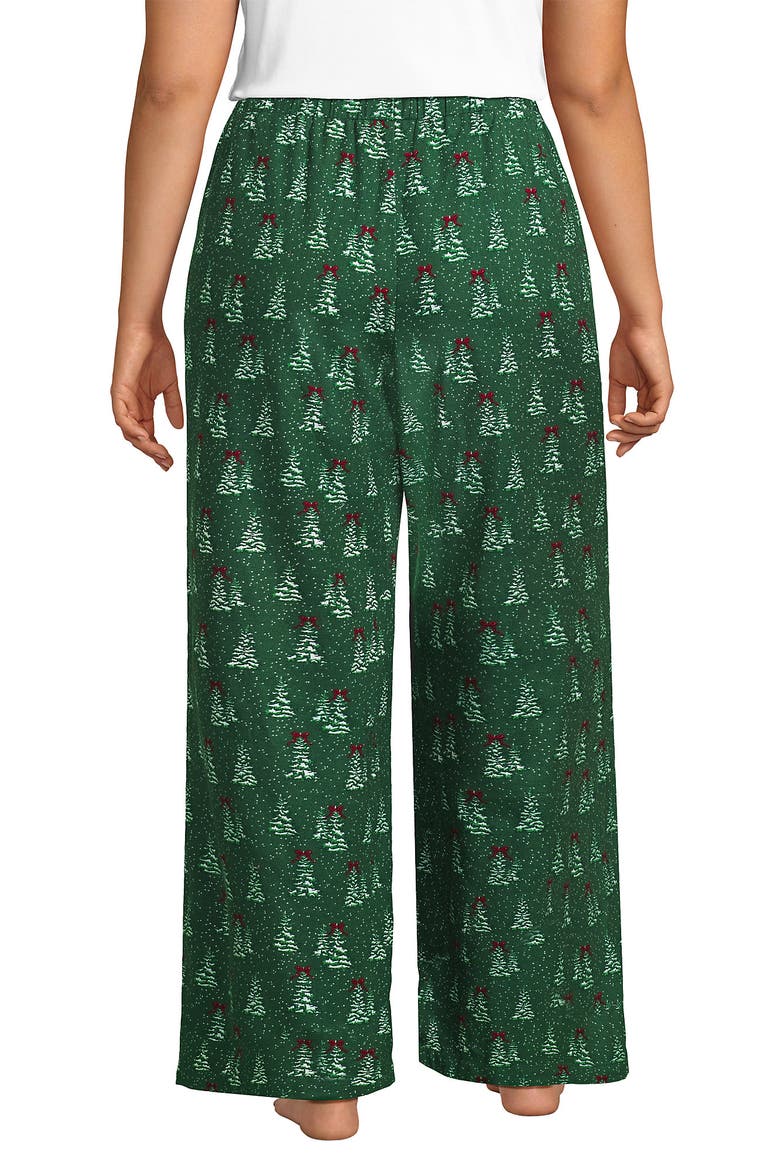 Print Flannel Pajama Pants, Alternate, color, Light Emerald Snowy Trees