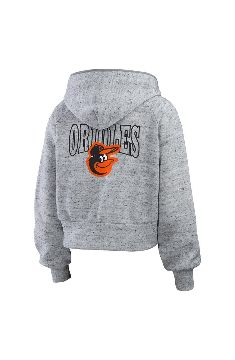 WEAR by Erin Andrews Women's WEAR by Erin Andrews Heather Gray Baltimore Orioles Speckled Fleece Cropped Full-Zip Hoodie, Alternate, color,