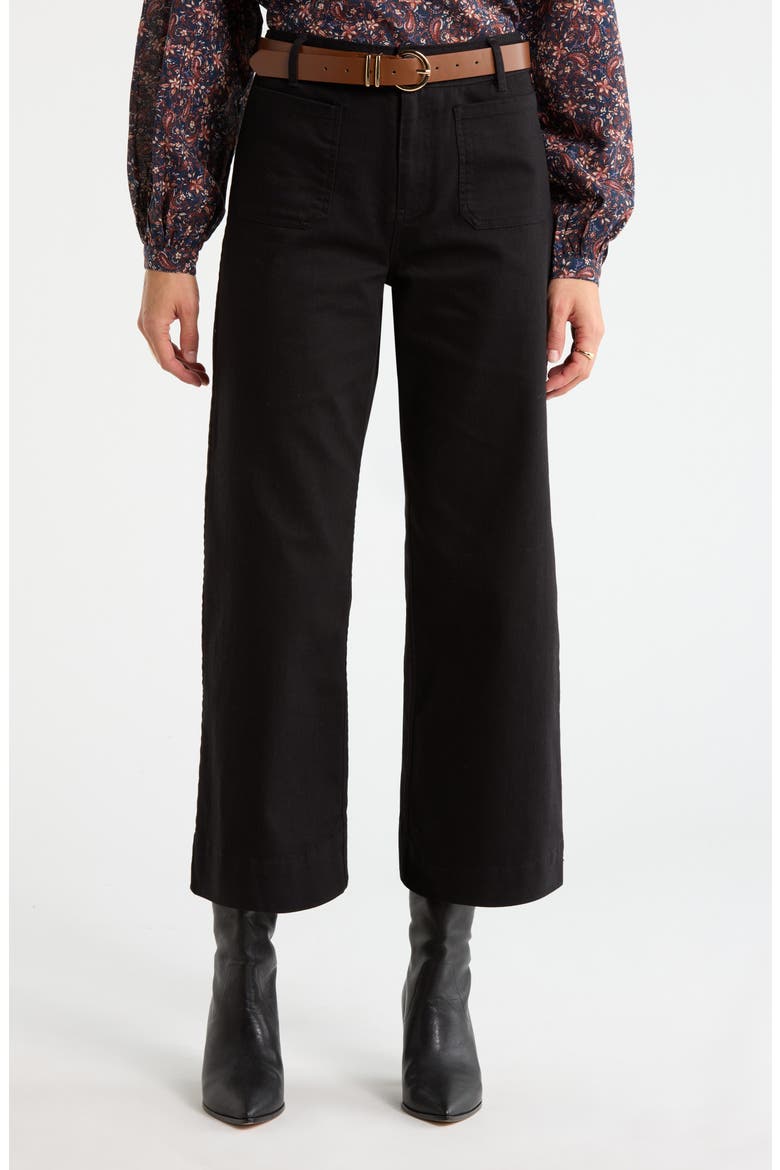 Patch Pocket Crop Wide Leg Pants, Main, color, BLACK