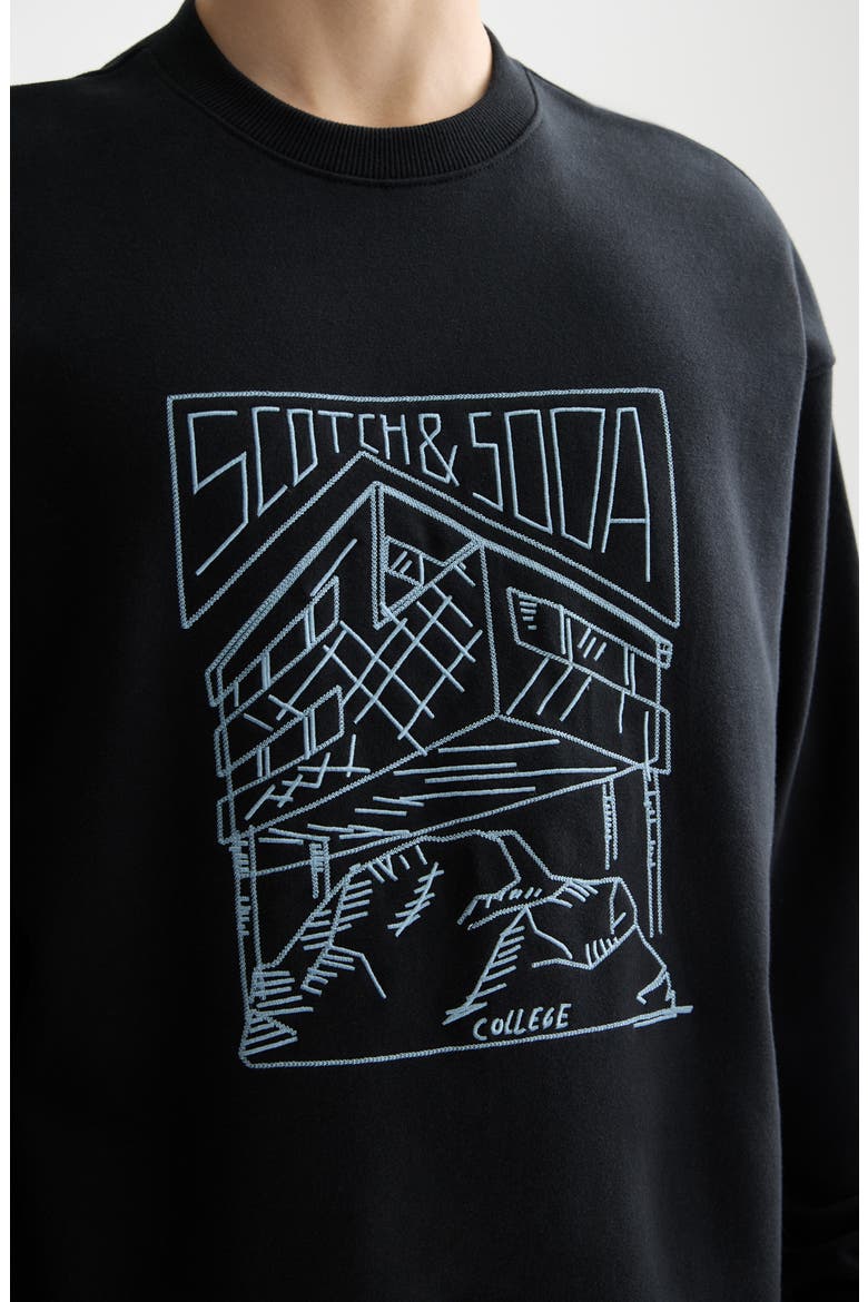 x Field Notes Embroidered Logo Cotton Crewneck Sweatshirt, Alternate, color, METEORITE