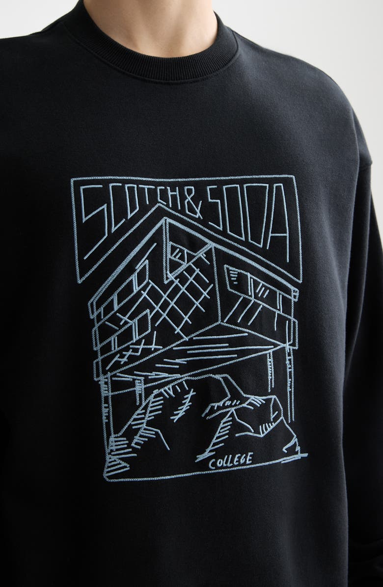 Scotch & Soda x Field Notes Embroidered Logo Cotton Crewneck Sweatshirt, Alternate, color, Meteorite