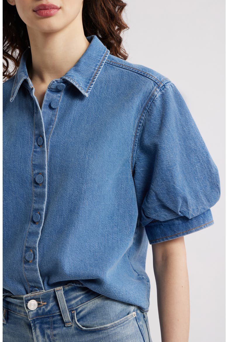 The Billow Sleeve Denim Shirt, Alternate, color, SUBTLE