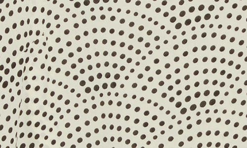 T Tahari Long Sleeve Button-up Top In Ivory Black Scalloped Dot