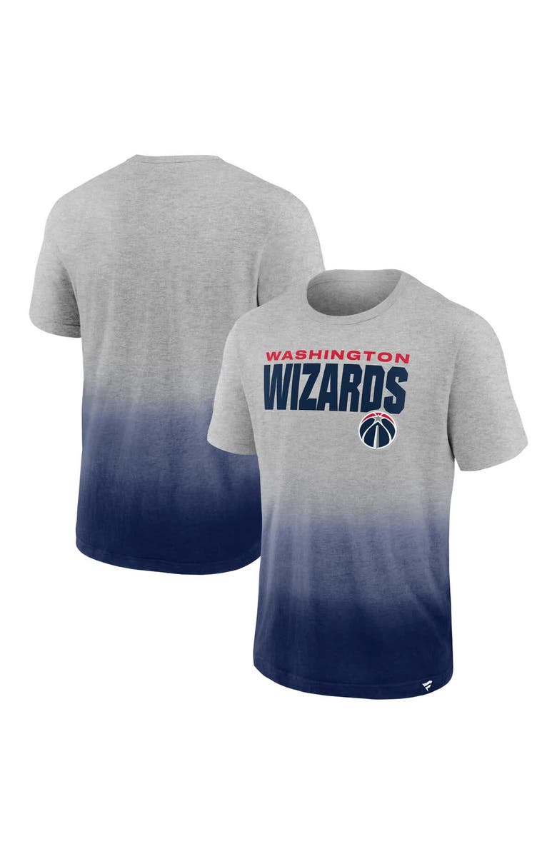 FANATICS Men's Fanatics Heathered Gray/Navy Washington Wizards Board Crasher Dip-Dye T-Shirt, Main, color, Heather Gray