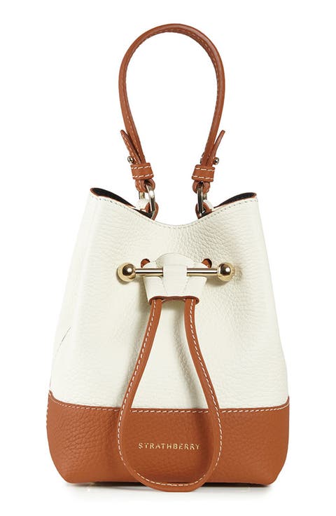 Lana Osette Bicolor Leather Crossbody Bucket Bag