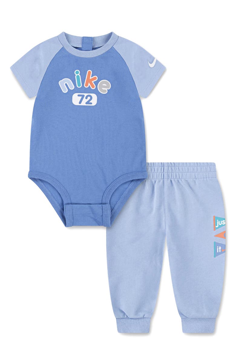 Nike Logo Bodysuit & Joggers Set, Main, color, 