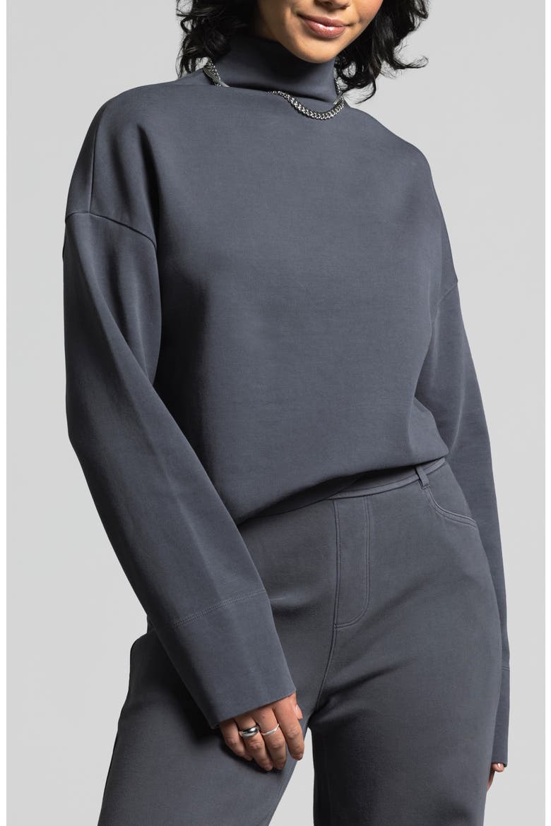 Genevieve Turtleneck Sweatshirt, Main, color, EBONY