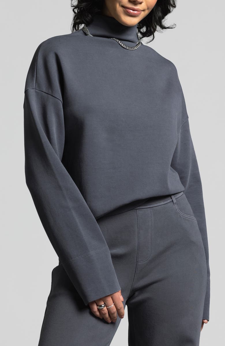 WEEKEND LOS ANGELES Genevieve Turtleneck Sweatshirt, Main, color, Ebony