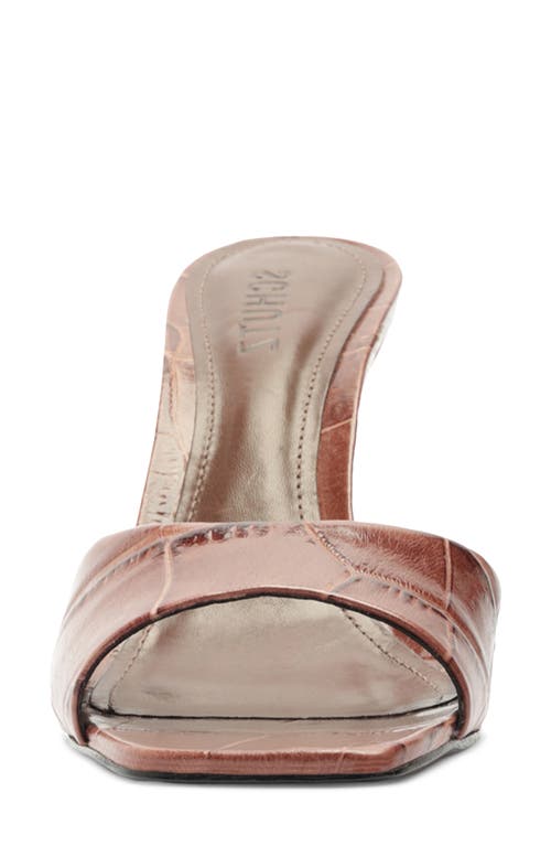 Schutz Posseni Croc-embossed Leather Mule Sandals In Brown