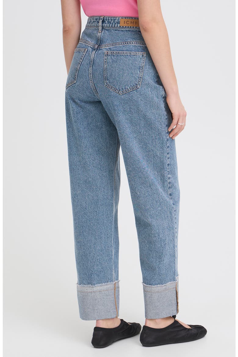 Foldover Cuff Wide Leg Jeans, Alternate, color, WASHED MED BLUE