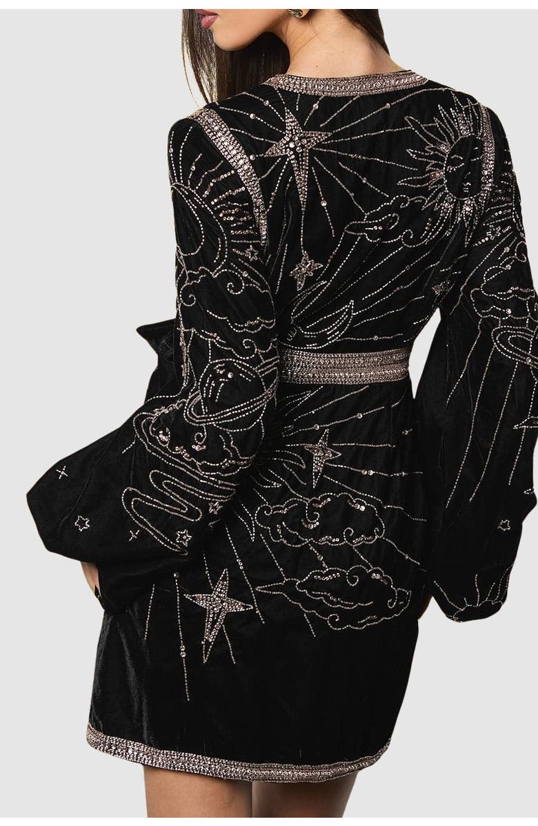 Coast Party Sequin Velvet Wrap Mini Dress, Alternate, color, Black